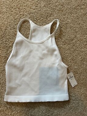 Gap White Ribbed Racerback Crop Tank Top - Women